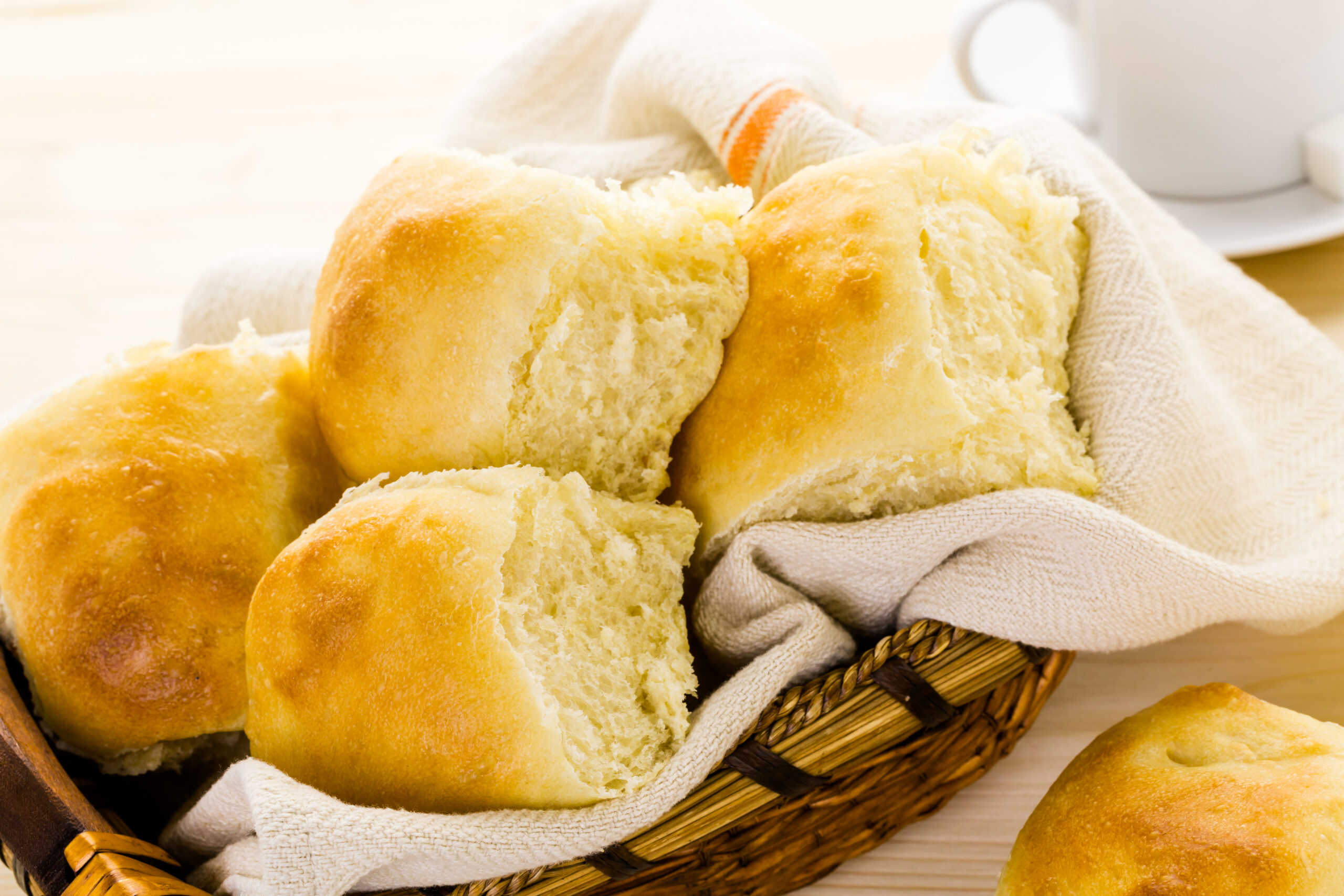 Basket of fresh made buttery yeast rolls