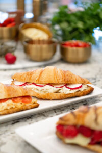 Herbal cream cheese filled croissant with radish